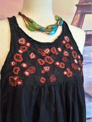 Sanctuary Black Sleeveless Casual Dress Floral Embroidery thumbnail 2