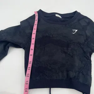 Gymshark Adapt lace up open back Seamless long sleeve crop top in black size XS thumbnail 3