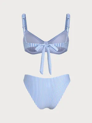 Samiol Striped Blue & White Underwire Bikini Top and High-Cut Bottoms thumbnail 3