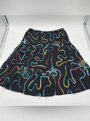 Lifestyle Scribble Cotton Midi Skirt Hippie Sz Small Colorful Teacher Colorful thumbnail 3