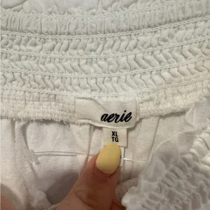 Aerie white Cream pool to party‎ Elastic-Waist linen Summer Shorts thumbnail 3