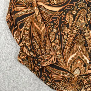 Richard Allen x H&M Paisley Long Sleeve Button Up Blouse Women's 12 Black/Brown thumbnail 3