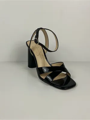Jessica Simpson Black Patent Strappy Block Heel Sandals 4 inch thumbnail 6