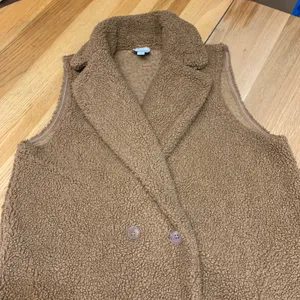Joie Womens Longline Teddy Sherpa‎ Vest Camel Brown Double Breasted Size Medium thumbnail 2
