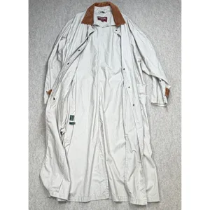 Vtg American Eagle Duster Womens Large Beige Heritage Leather Trim Academia 90s thumbnail 9
