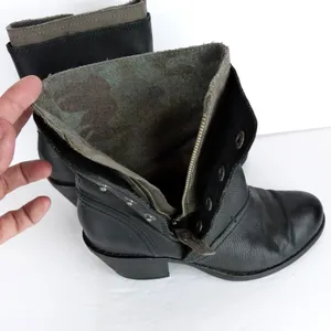 Luxury Rebel Beck Military Boots Women 38.5 8.5US Black Leather Moto Sleaze Rock thumbnail 13