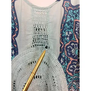 Roxy Dance to the Beat Sundress Womens S Paisley Crochet Blue Coral Pockets Boho thumbnail 6