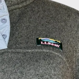 LL Bean Fleece Green Pocket High Snap Collar Pullover Sz L‎ Size L thumbnail 4