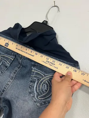 Wallflower Womens Flare Jeans Blue Stretch Dark Wash Denim Maternity M thumbnail 7