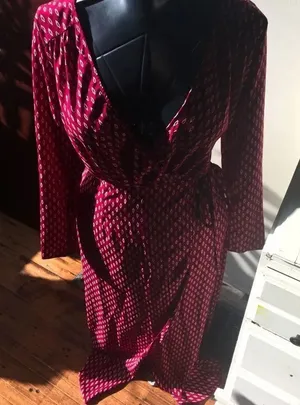 Lulu’s dark red S elegant boho wrap maxi dress thumbnail 1