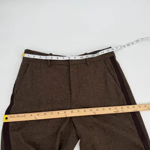 Zara Trousers Women’s M Brown Side Stripe Relaxed Wide Leg Tailored Winter Pants thumbnail 8