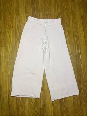 Quince High Rise SuperSoft Fleece Cropped Wide Leg Pants Pink XS thumbnail 2