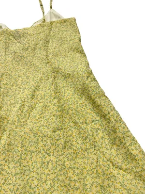 Divided Yellow Green Floral Mini Dress Sundress Tie Front Cutout X-Small Women's thumbnail 10