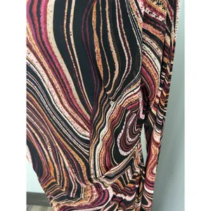 Nine West 2X Sheer Sleeves Overlay‎ Ripple Midi Dress Ruched Waist Pink Black thumbnail 3