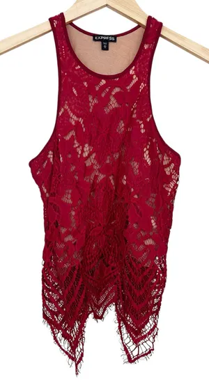Express Red Lace Tank Top Sz XS thumbnail 1