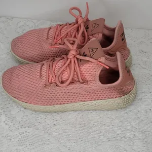 Adidas Pharrell Williams HU pink mesh athletic casual training shoes sz 5 thumbnail 5