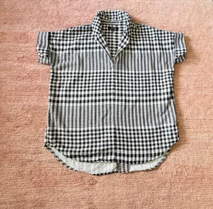 Madewell Black White Plaid Double Layer Oversized Shirt XXS Short Sleeve thumbnail 2