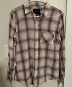 Rails Cotton Button Down Plaid Western Long Sleeve Shirt Small Purple‎ thumbnail 1