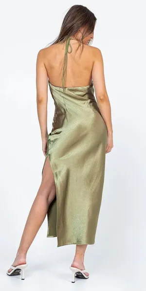 Princess Polly Alissa Green Satin Maxi Dress 2 thumbnail 3