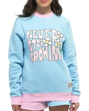 By Samii Ryan X Smiley Never Stop Growing Graphic Crewneck Sweatshirt Medium thumbnail 1