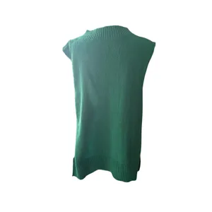 Green Knit Sweater Vest Medium Oversized V Neck Sleeveless Preppy Layering thumbnail 5