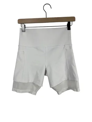Athleta Mesh Me Up 8” Bike Shorts‎ White High Rise Mesh Hem Women’s Small thumbnail 3