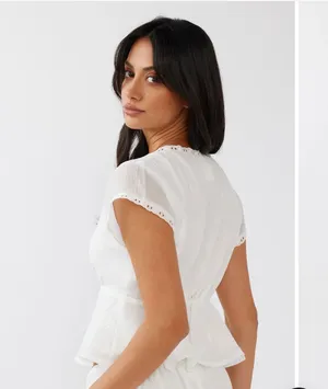 Selfie Leslie Azura Scalloped Lace Trim Peplum Top thumbnail 15