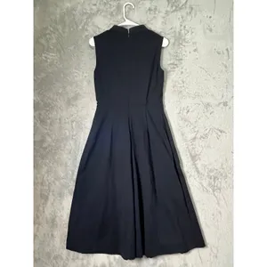 Boden 4R Black Mock Neck Sleeveless Fit & Flare Midi Dress Quiet Luxury Office thumbnail 3