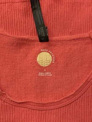 Daily Practice Anthropologie S Orange-coral Ribbed Scoop Neck Short Sleeve Top thumbnail 3