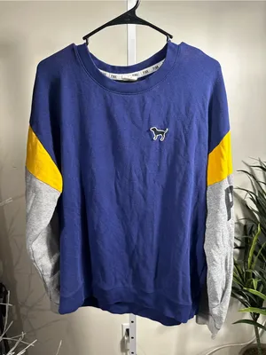 N242. Victorias Secret PINK Victoria's Secret Blue Colorblock Crewneck thumbnail 1