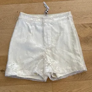 More To Come - Sequin High Waist Shorts in Ivory White thumbnail 1