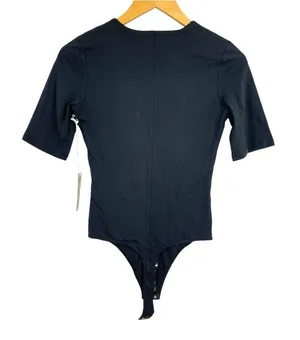 New Everlane The Short-Sleeve Crew Neck Bodysuit Black Thong Size Small thumbnail 6