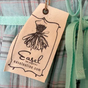 Easel Teal Plaid Blouse with Tie Accents thumbnail 2