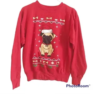 Vintage Santa Pug Ugly Christmas Sweater thumbnail 1