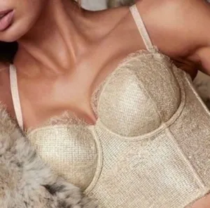 Victoria's Secret gold shimmer bustier bra 34C thumbnail 5