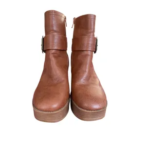 Yoki Brown Chunky Platform Ankle Boots Buckle Block Heel Size 8 thumbnail 8