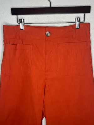 Maeve The Colette High Rise Wide Leg Crop Pant in Orange Size 30 thumbnail 7