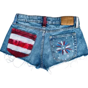 115 | Aeropostale Americana Hand Painted Cutoff‎ Denim Shorts Blue Womens 000 thumbnail 2