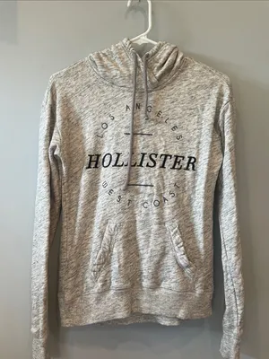 Hollister Light Heather Gray Pullover Hoodie with Logo thumbnail 1