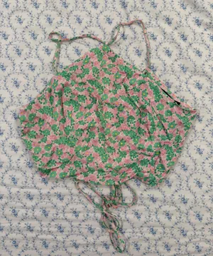 Green and Pink Flower Zara Crop Top thumbnail 1