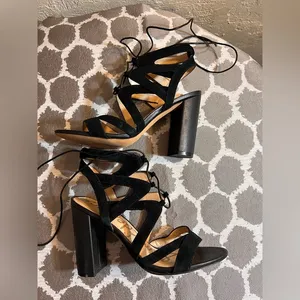 Sam Edelman Black Strappy Heeled Sandals party wedding prom event summer elegant thumbnail 1