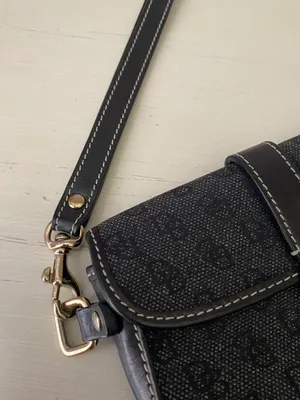Vintage Dooney and Bourke monogrammed leather trim black wristlet wallet thumbnail 2