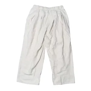 Free People Beach Pants Womens‎ Small Cream Cotton Ribbed Wide Leg Pleated Crop thumbnail 4