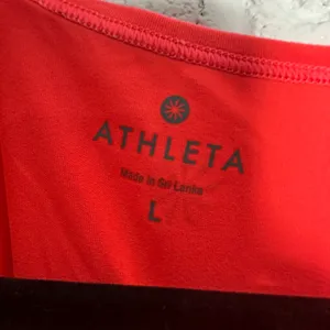 Athleta Womens Large Neon Coral Long Sleeve Performance Top Thumbholes Workout thumbnail 2