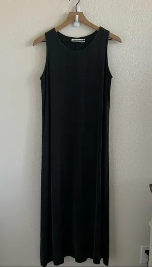 Cut Loose Black Fade Maxi Tank Dress Boho Lagenlook layering Casual Minimalist S thumbnail 1