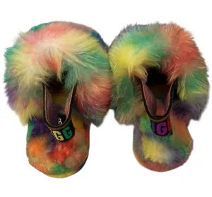 UGG Fluff Yeah Pride Slipper women's, Rainbow Tied dye, size 7, NEW with tags thumbnail 1