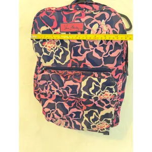 Vera Bradley Floral Backpack Navy Pink White Canvas School Travel Bag‎ thumbnail 3