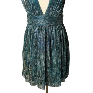 Lulus Ailey Skater Dress Women Small Teal Blue Gold Metallic Mini Party Prom thumbnail 7