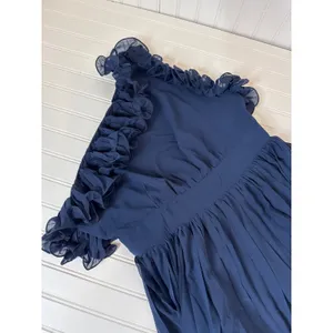 Lulus Splendid Charisma Navy Ruffle Pleated One-Shoulder Dress Party Flowy Large thumbnail 3