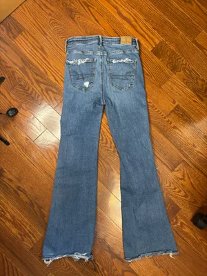 American eagle super hi rise stretch flare jeans size 0 short thumbnail 9